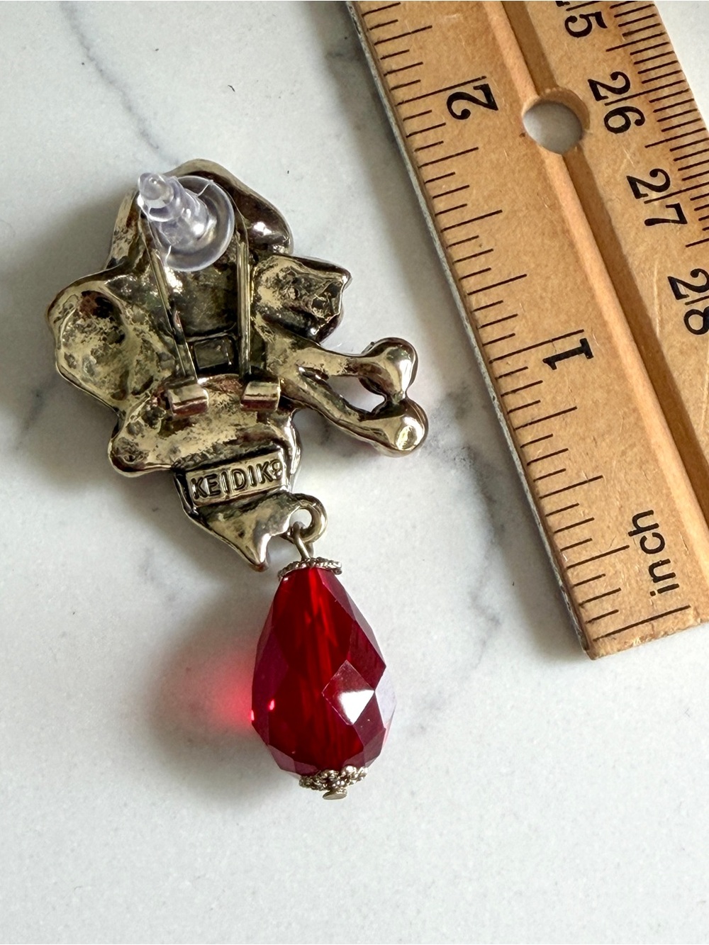 Red Rose Earrings Vintage Style Flower Rhinestone Bead Flamenco Jewelry Gift NEW - Picture 11 of 12